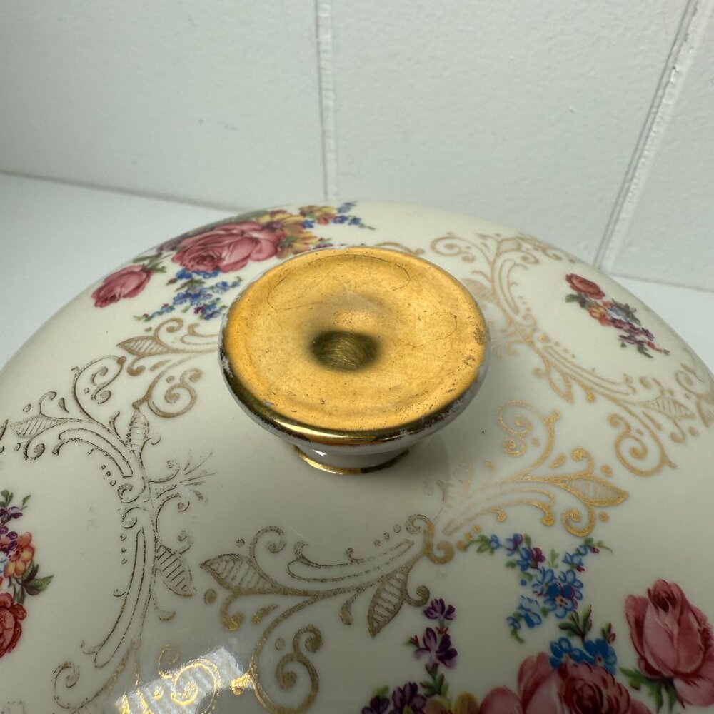 Vintage German Porcelain Covered Dish Dusting Powder Dish Trinket Dish - Picture 9 of 10